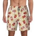 thumbnail image 2 of Picia Cartoon Popcorn pattern Mens Swim Trunks with Compression Liner Stretch Beach Shorts Quick Dry with Zipper Pockets No-Chafing Board Shorts-X-Large, 2 of 9