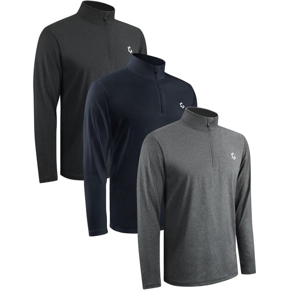 Pack de 3 camisas de manga larga Jumgear-life para hombre con cierre 1/4 y cierre seco