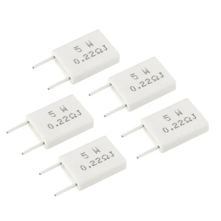Non Inductive Resistor - 5W 0.22 Ohm 5% Radial Lead Non-inductive Ceramic Cement Resistor White 5pcs
