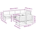 thumbnail image 2 of vidaXL 8 Piece Patio Sofa Set with Cushions Solid Wood Pine, 2 of 10