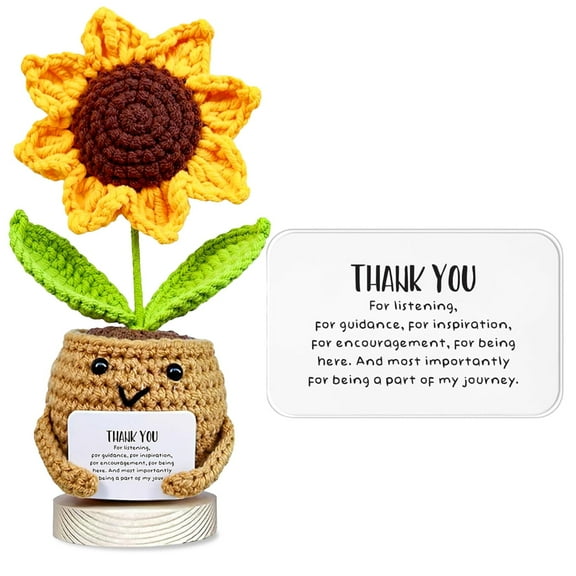 Teacher Gifts, Positive Sunflower Crochet with Heart Warming Card- Gift for Teacher Appreciation, Thank You Gifts for Coworkers, Nursing Clinical Instructor, Graduation Gifts