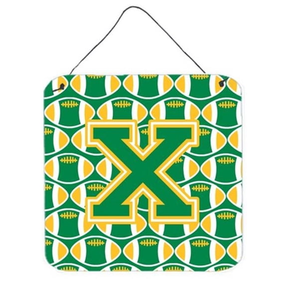 Letter X Football Green & Gold Wall or Door Hanging Prints
