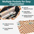thumbnail image 3 of FORMRS Tote Bag for Women Quilted Large Capacity Travel Work Carry On Shoulder Handbag, Rusty Orange Plaid, 3 of 7