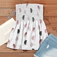 thumbnail image 3 of Tops de tubo fruncidos para mujer, Bandeau sin tirantes, estampado plisado, sin mangas, ajustado, elegante, sin mangas, pluma pequeña blanca L, 3 of 6
