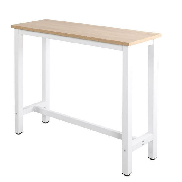 Industrial Bar Table Counter Height Pub Table Desk Metal Frame Wood Table Simple Slim Dining Table With Footrest Console Table For Home Office Walmart Com Walmart Com
