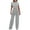 Gray A, variant on Enjoytime Fall Outfits for Women Solid Color Round Neck Short Sleeve Tops High Waisted Pants Sweat Suit Fashion 2025 Trendy Womens Matching Sets