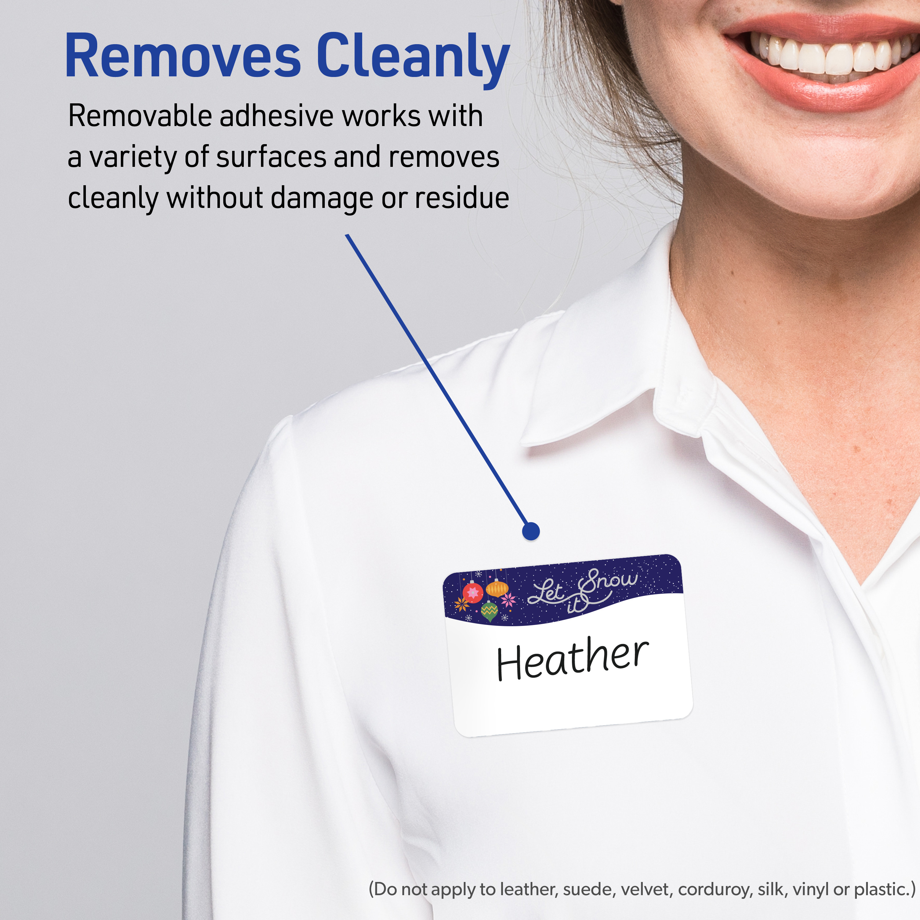 Avery Adhesive Name Tags, Matte White, Let It Snow
