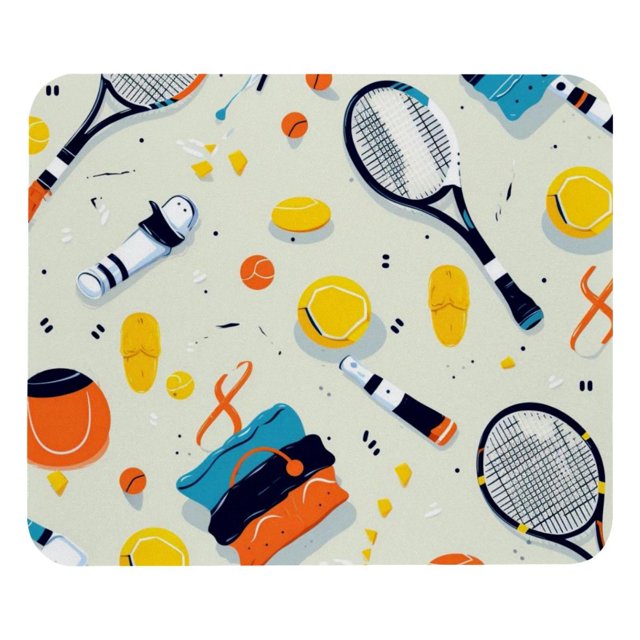 Alfombrilla de ratón con diseño de raquetas de tenis y base de goma antideslizante, cuadrada, protector para portátil, almohadillas de escritura, alfombrilla de ratón para juegos de