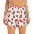 thumbnail image 2 of Picia Hand Drawn Watermelon Pattern Women's 2 in 1 Athletic Running Shorts High Waisted Workout Casual Gym Sweat Shorts with Comfy Liner Zipper Pockets-Medium, 2 of 9