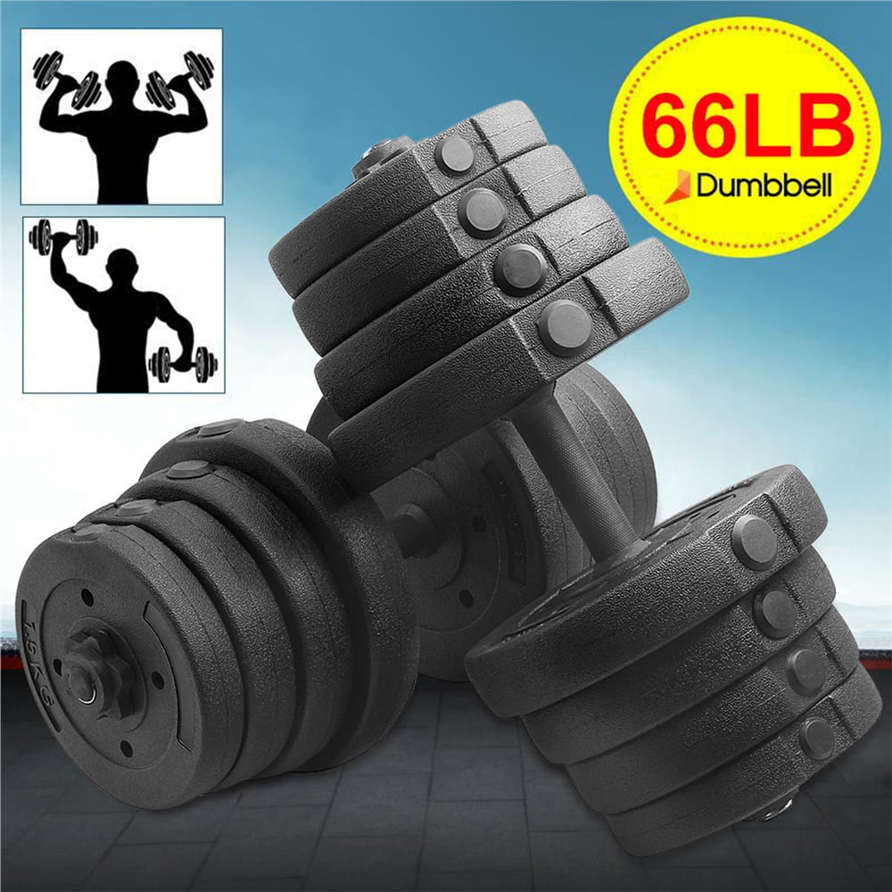 66lb Dumbbell Set Adjustable Dumbbells Weights 30kg Barbell Plates Body Workout 