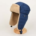 thumbnail image 2 of Unisex Trapper Hat Windproof Thickened Winter Outdoor Hats Fleece Lined Cap with Ear Flaps Navy, 2 of 2
