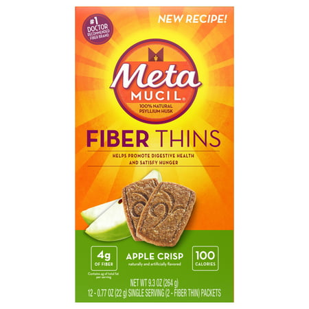 Metamucil Apple Crisp Flavored Fiber Thins Dietary Fiber Supplement with Psyllium Husk, 12
