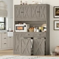 thumbnail image 3 of Homfa Kitchen Pantry Cabinet, Trash Can Cabinets Fits 12.5 Gallon Can, 5 Door 2 Drawer Kitchen Storage Cabinet with Hutch, Freestanding Cupboard, Wash Gray, 3 of 6