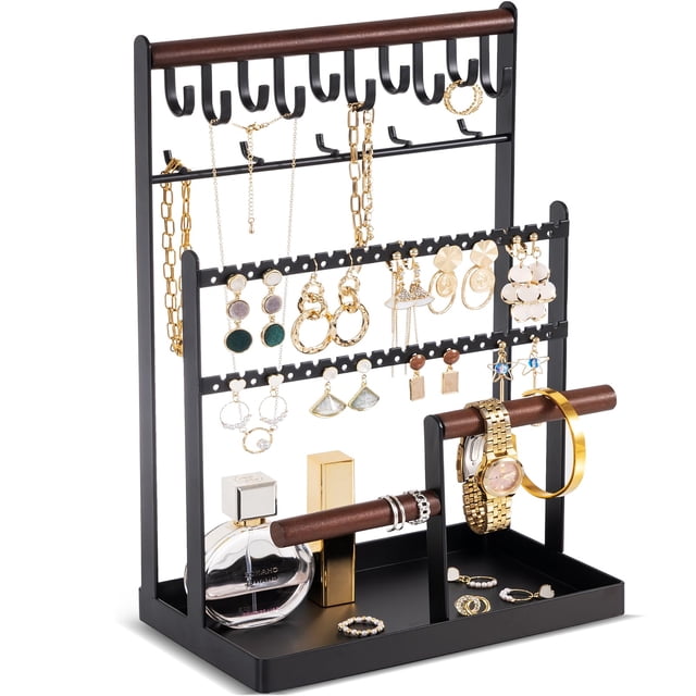 Soporte organizador de joyas ProCase, 6 niveles, 20 x 12 x 34 cm, negro