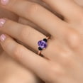 thumbnail image 4 of Gem Stone King 18K Rose Gold Plated Silver Purple Amethyst and Black Onyx Engagement Ring for Women | 2.04 Cttw | Oval 9X7MM | Gemstone February Birthstone | Size 7, 4 of 6
