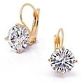 thumbnail image 7 of 14K Gold Plated Bold 7 CTW Solitaire CZ Leverback Earrings in Yellow, Rose or White Gold for Woman, 7 of 7