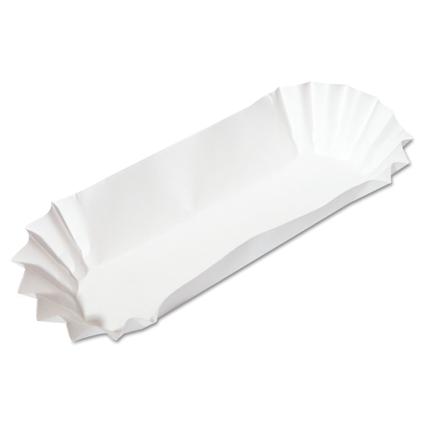 HOFFMASTER HOT DOG TRAYS 8" WHITE FLUTED PAPER SCHOOLS/VENDING USA MADE 100 