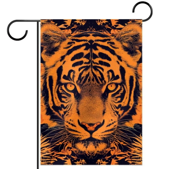 Africa Ethnic Animal Tiger Orange Pattern Double Sided Garden Flag Decorative Weather Resistant Yard Flag, Large DIY Vertical Flag for Farmhouse Patio Lawn, 28x40 Inch