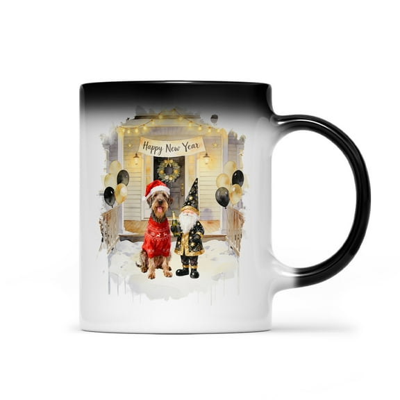 Happy New Year 2026 Wirehaired Pointing Griffon Santa Gnome Holiday Party Snow Heat Color Changing Mug Dog Lover Magic Coffee Mug - 13019