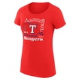 thumbnail image 2 of Women's G-III 4Her by Carl Banks Red Texas Rangers Super-Slim Fit Lightweight Collage Team Graphic Crew Neck T-Shirt, 2 of 5