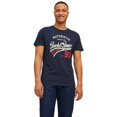 thumbnail image 3 of JACK&JONES Camiseta para Hombre, Pack de 6 - JJETHAN TEE CREW NECK, logo vintage, algodón Blanco/Azul marino/Negro S (Small), 3 of 7