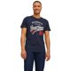 thumbnail image 3 of JACK&JONES Camiseta para Hombre, Pack de 6 - JJETHAN TEE CREW NECK, logo vintage, algodón Blanco/Azul marino/Negro S (Small), 3 of 7