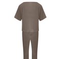 thumbnail image 5 of NMMUED Linen Two Piece Set Women, Two Piece Sets for Women Summer, Short Sleeve Shirts for Women, Wide Leg Pants Woman, Women Beach Fashion, Brown L, 5 of 7