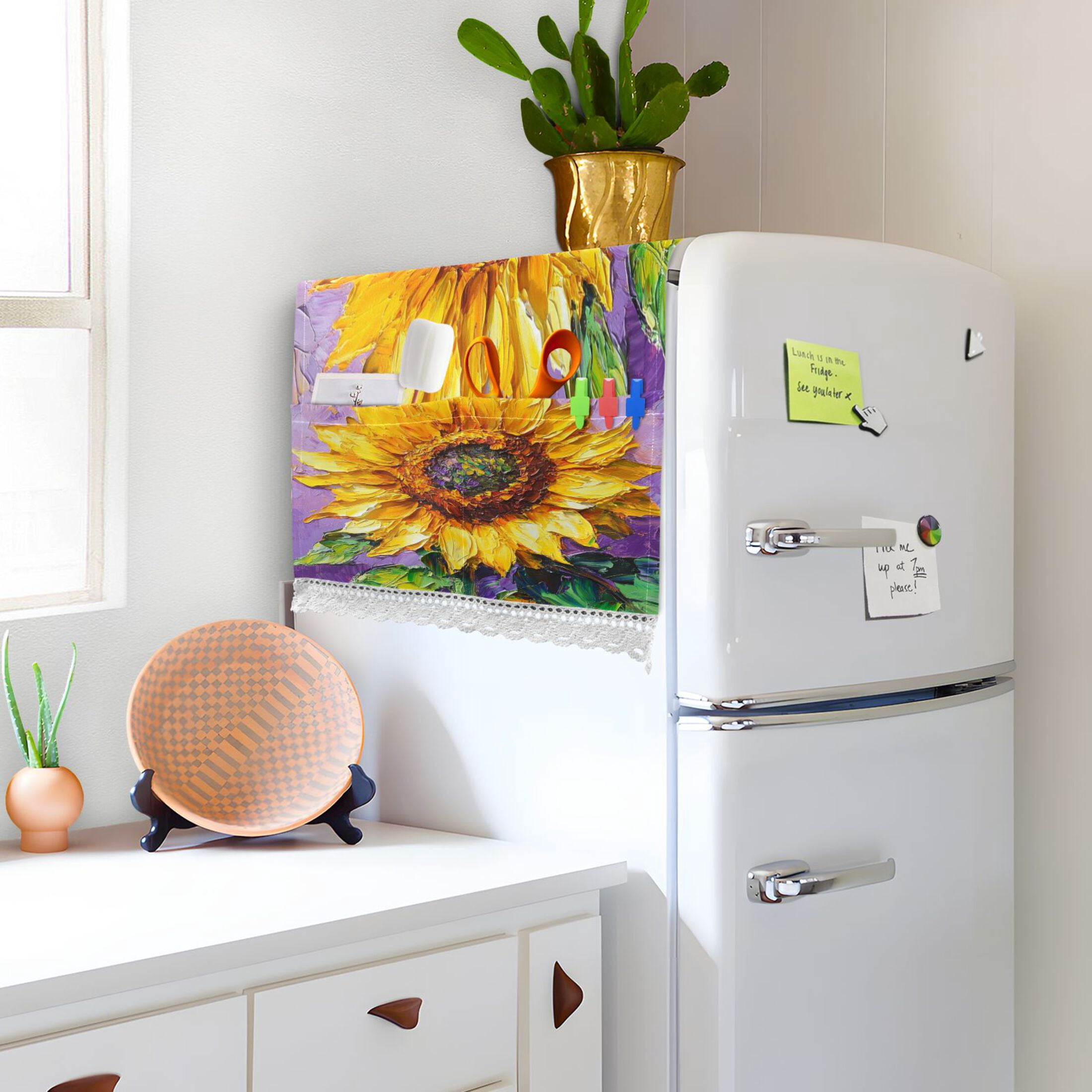WOBOGO Bright Yellow Sunflower Washing Machine Cloth Dryer Refrigerator Top Cover Protective Non-Slip Mat For Kitchen Laundry