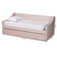 thumbnail image 4 of Baxton Studio Raphael Pink Velvet Upholstered Twin Size Daybed with Trundle, 4 of 11