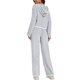 thumbnail image 3 of Conjunto de chándal de 2 piezas para mujer ATHLECHIC, suéter de canalé con capucha y pantalones de pierna ancha, conjunto de lounge casual XL gris claro, 3 of 4