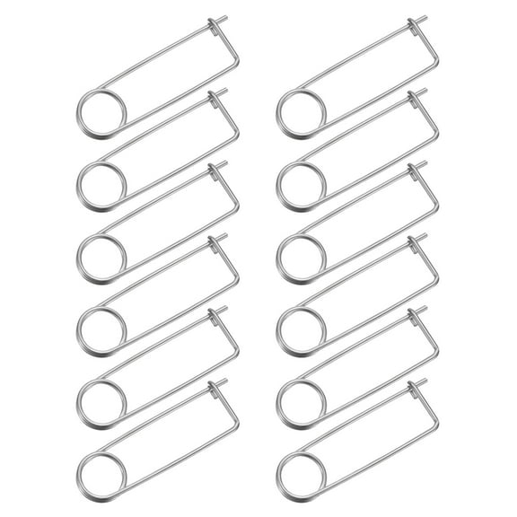 12 Pack Brooch Shape Cotter Safety Pins, 0.12x2.48 Inch Zinc-Plated Carbon Steel Quick Lock Fastener for Farm, Lawn, Garden Hitch