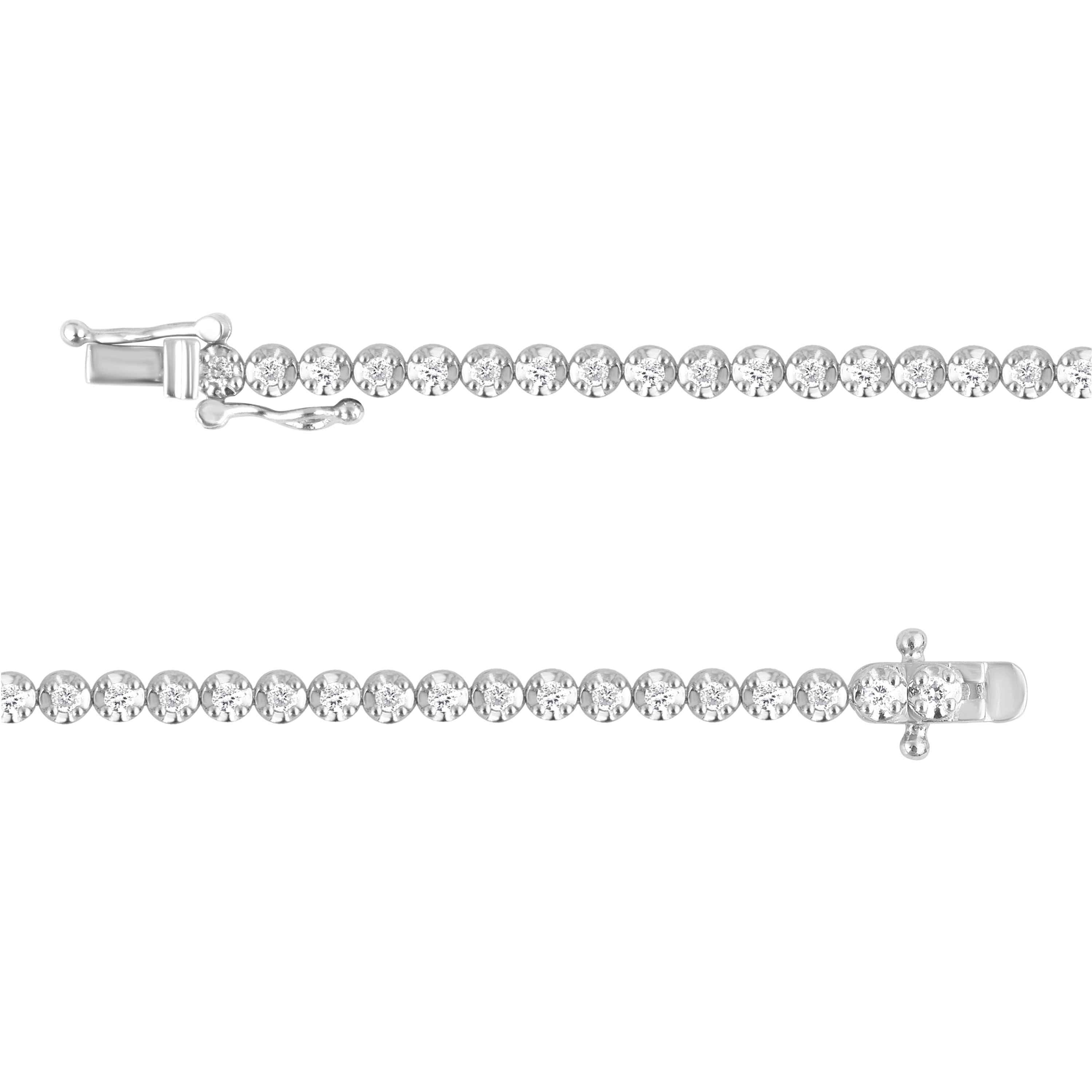 Unique Moments 1 Ct Round Lab Grown Diamond Bracelet in Silver for Women (J-SI-I1)