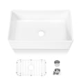 thumbnail image 4 of Sinber 33" x 20" White Rectangular Ceramic Apron Farmhouse Kitchen Sink With Strainer, 4 of 12