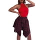 thumbnail image 3 of SAYOO, falda a cuadros con dobladillo Irregular para mujeres jóvenes, minifalda acampanada de cintura alta, falda corta plisada con nudo en la parte delantera, ropa de calle SAYOO  Ocio, 3 of 4