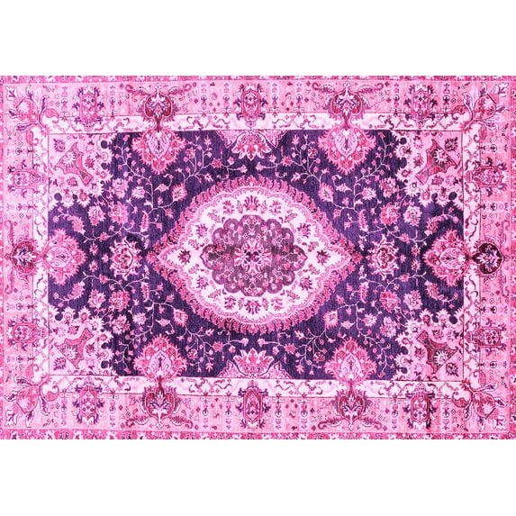 Ahgly Company Indoor Rectangle Abstract Pink Modern Area Rugs, 6' x 9'