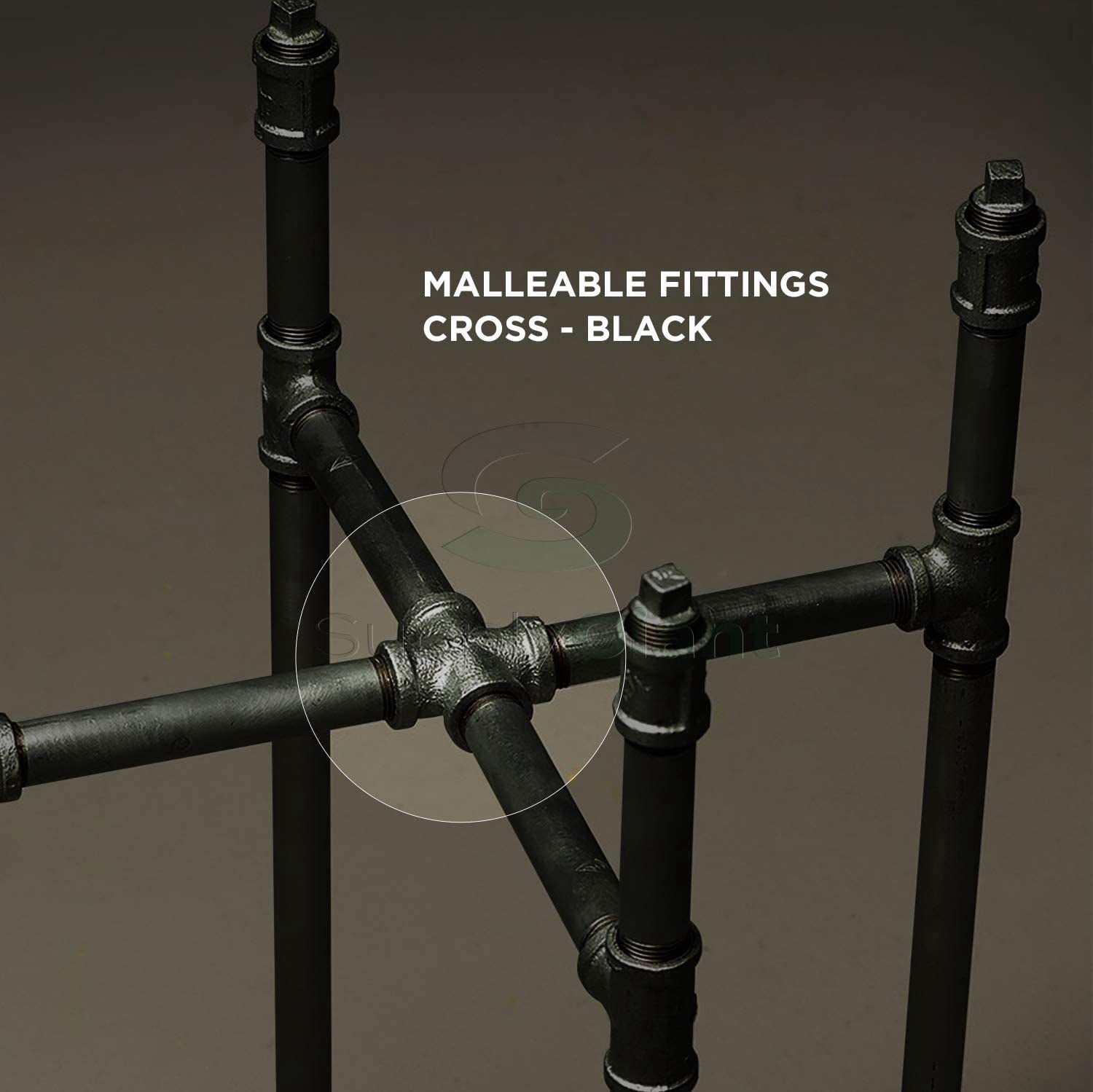 Supply Giant BMCR0112 Black Malleable Cross Fitting, 1-1/2"