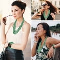 thumbnail image 3 of Handmade Seed Bead Necklace Bracelet Set - Green Boho Jewelry Women - Layered Multi StrBeaded Statement Necklaces Bracelets Wooden Clasp - Necklace 18" - Bracelet  6.5" - 7.5" Christmas Gifts, 3 of 10