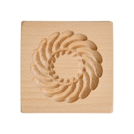 

Genuiskids Carved Wooden Press Cookie Mold Beech Fondant Cutter Biscuit Stamper DIY Embossing Craft Decorating Baking Tool Kitchen Bakeware for Thanksgiving Christmas Holiday Cooking