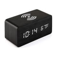 thumbnail image 1 of Reloj despertador con plataforma de carga inalámbrica Compatible con reloj digital LED Función de control de sonido, hora, fecha, visualización de temperatura - Negro, 1 of 5