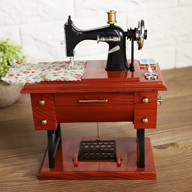 Caja de música de juguete, máquina de coser estilo música caja de música regalo máquina de coser caja de música compacta y ligera