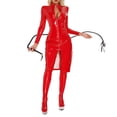 thumbnail image 6 of CENL Women Sexy Bodycon Dress Full Body Bodysuit PU Club Wear Artificial Leather Coat, 6 of 9