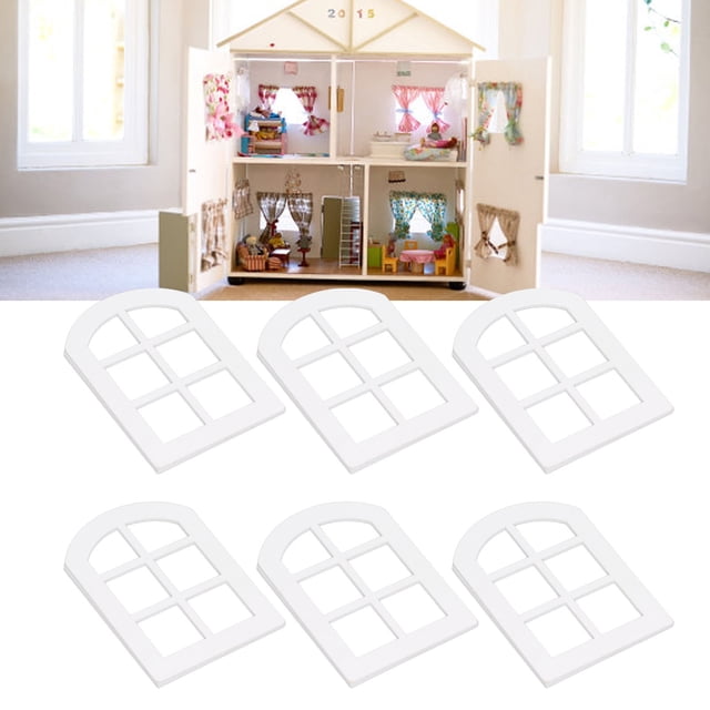 Marco de ventana en miniatura, Estructura estable DIY Decorative Dollhouse Ventanas de Madera de Madera Arqueada para la decoración de Colgante