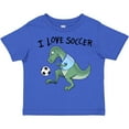 thumbnail image 3 of Inktastic I Love Soccer-dinosaur in Blue Boys or Girls Toddler T-Shirt, 3 of 5