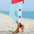thumbnail image 2 of Summer Savings Clearance! Stamzod Womens Capri Leggings Fashion Graphic Printing Summer Stretch Waist Yoga Pants Casual Slim Fitting Yoga Capri Pants for Women Blue R XXL, 2 of 4