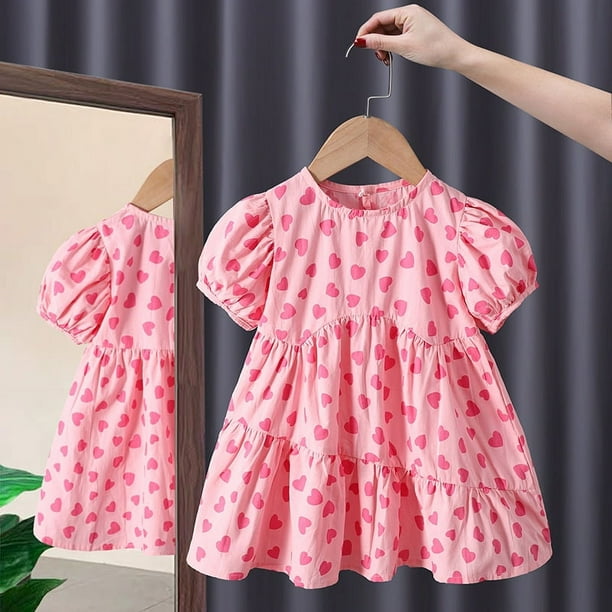 Vestido de niña de moda estilo occidental amor dulce algodón transpirable vestido de princesa para niños de moda