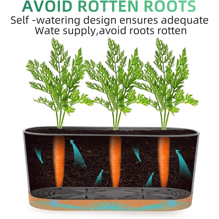 QCQHDU Self-Watering Window Box Planters, 16" Gray, 2-Pack photo 4