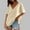 Beige, variant on HOMBOM Shirts for Women Elegant Black Solid Drop-Shoulder V Neck Slit Hem Short Sleeve Blouse XL