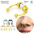 thumbnail image 2 of Deago Magnetic Septum Nose Ring Horseshoe Stainless Steel Faux Fake Nose Septum Rings Non-Pierced Clip On Nose Hoop Rings (Silver), 2 of 9