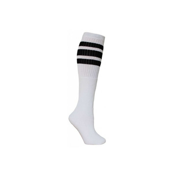 Sock Broker Classic Old School white Striped Tube Socks, Black