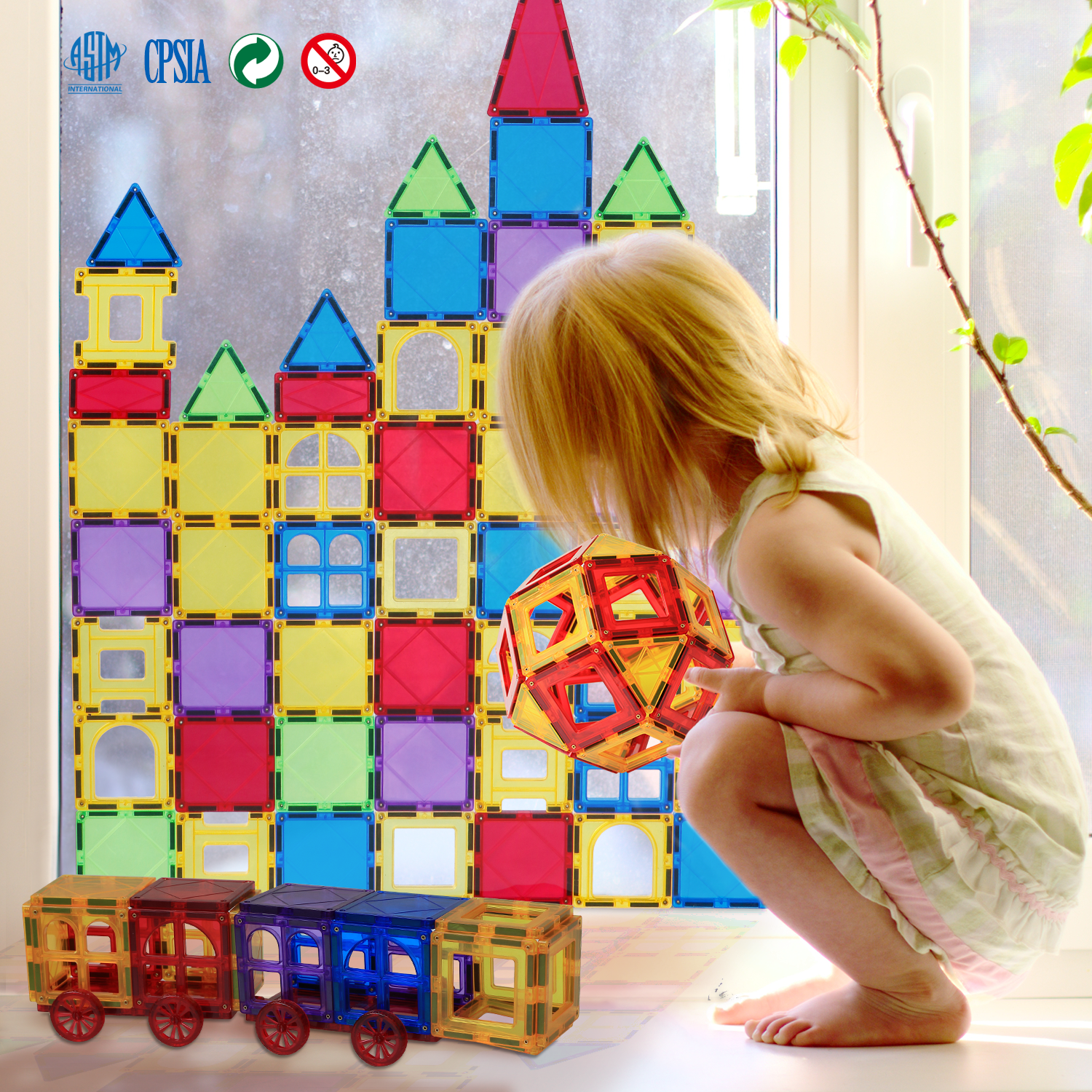 Magblock Building Toys, Colorful Preschool Educational Stem Construction Toys for Kids 3 4 5 6 Years Old